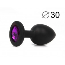ВТУЛКА АНАЛЬНАЯ, L 72 мм D 30 мм, чёрная, цвет кристалла фиолетовый, силикон
