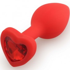Play Secrets Silicone Butt Plug Heart Shape Small, красный/красный. Малая анальная пробка с кристалл