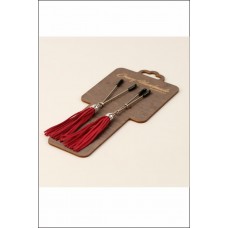 Зажимы «вилки» на соски с кисточками из замши ( Красный )