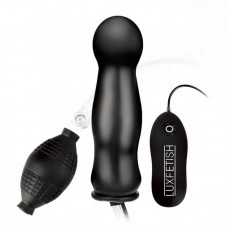 Lux Fetish Inflatable Vibrating Plug, черная. Надувная вибрирующая пробка на пульте ДУ