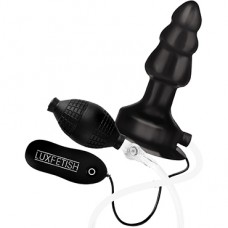 Lux Fetish Inflatable Vibrating Butt Plug With Suction Base, черная. Надувная вибрирующая пробка с 