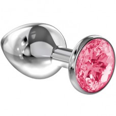 Lola Toys Diamond Sparkle Large, серебристая. Анальная пробка с розовым кристаллом