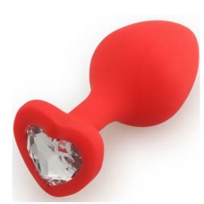 Play Secrets Silicone Butt Plug Heart Shape Small, красный/прозрачный. Малая анальная пробка 8/2,8см