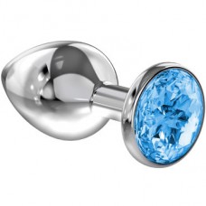 Lola Toys Diamond Sparkle Large, серебристая. Анальная пробка с голубым кристаллом